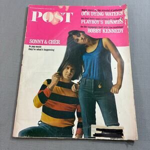 Vintage 1966 Saturday Evening Post Sonny Cher Bobby Kennedy Playboy See Descr